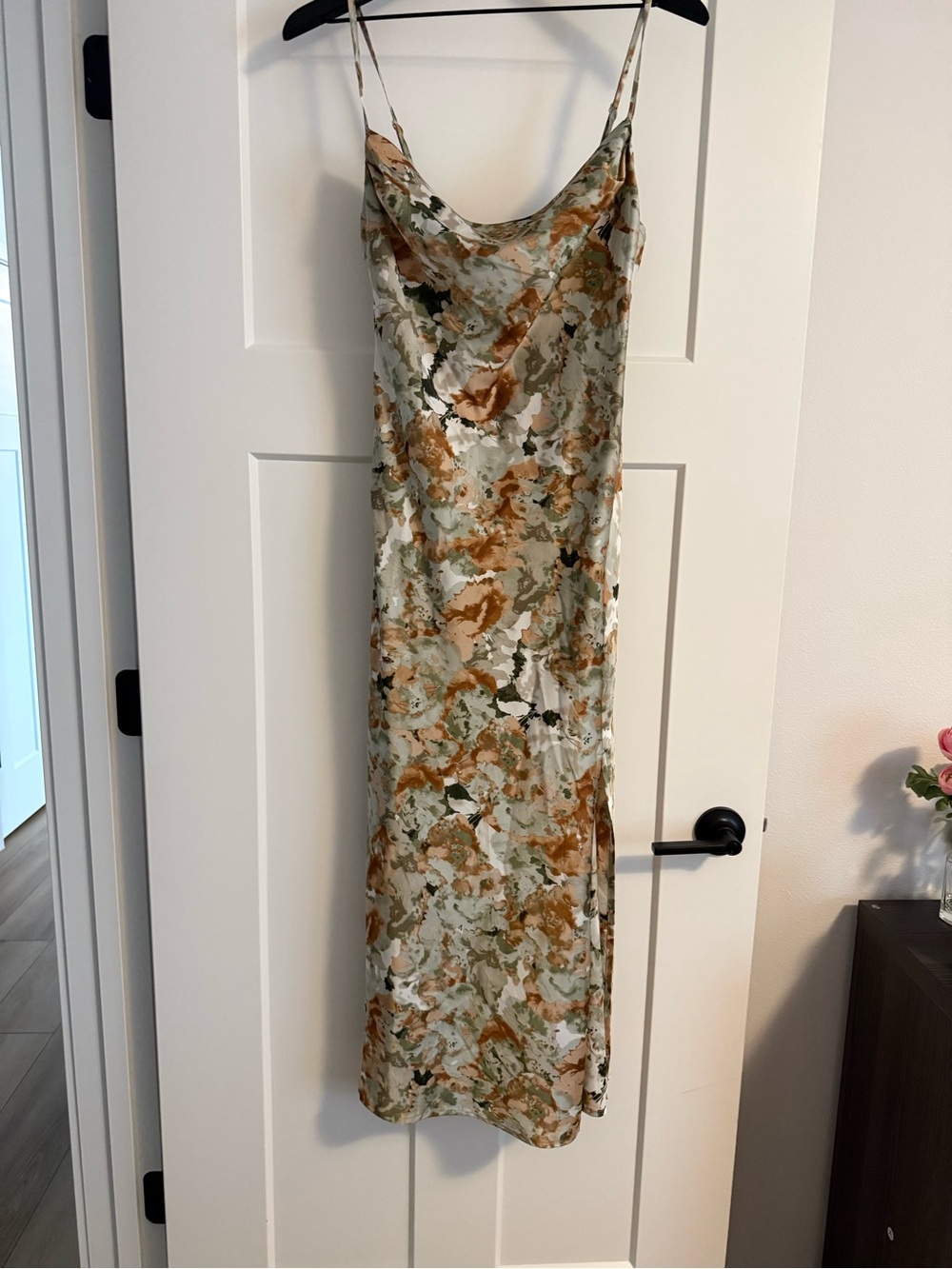 Slip Maxi Dress in Olive & Rust Floral Print